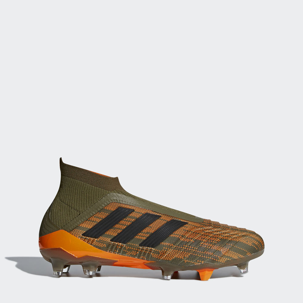 Adidas Predator 18+ Firm Ground - ποδοσφαιρικα παπουτσια ανδρικα - Ελιά/Μαυρα/Ανοιχτο Πορτοκαλι,Μέγε